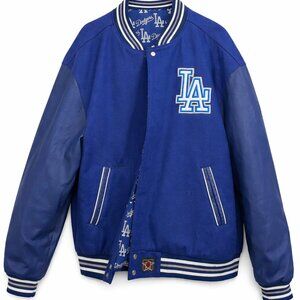 RARE Los Angeles Dodgers Wool & Leather Reversible Jacket with Embroidered Logos